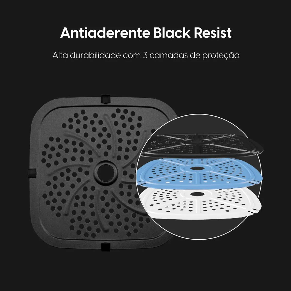 Fritadeira Air fryer Quad Fry- 1.400W, 4,2L, Preta com Tecnologia Air Circuit 360°