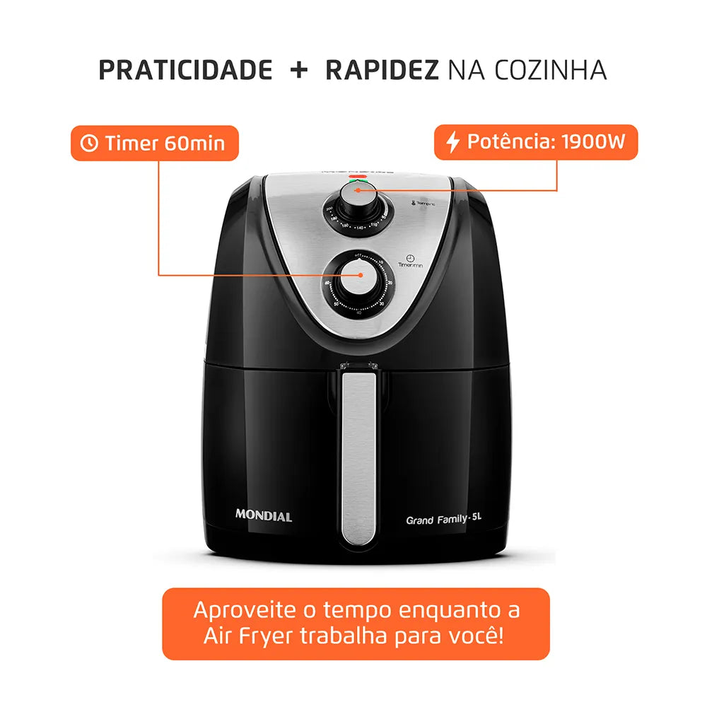 Fritadeira Sem Óleo Air Fryer 5L Mondial AFN-50-BI