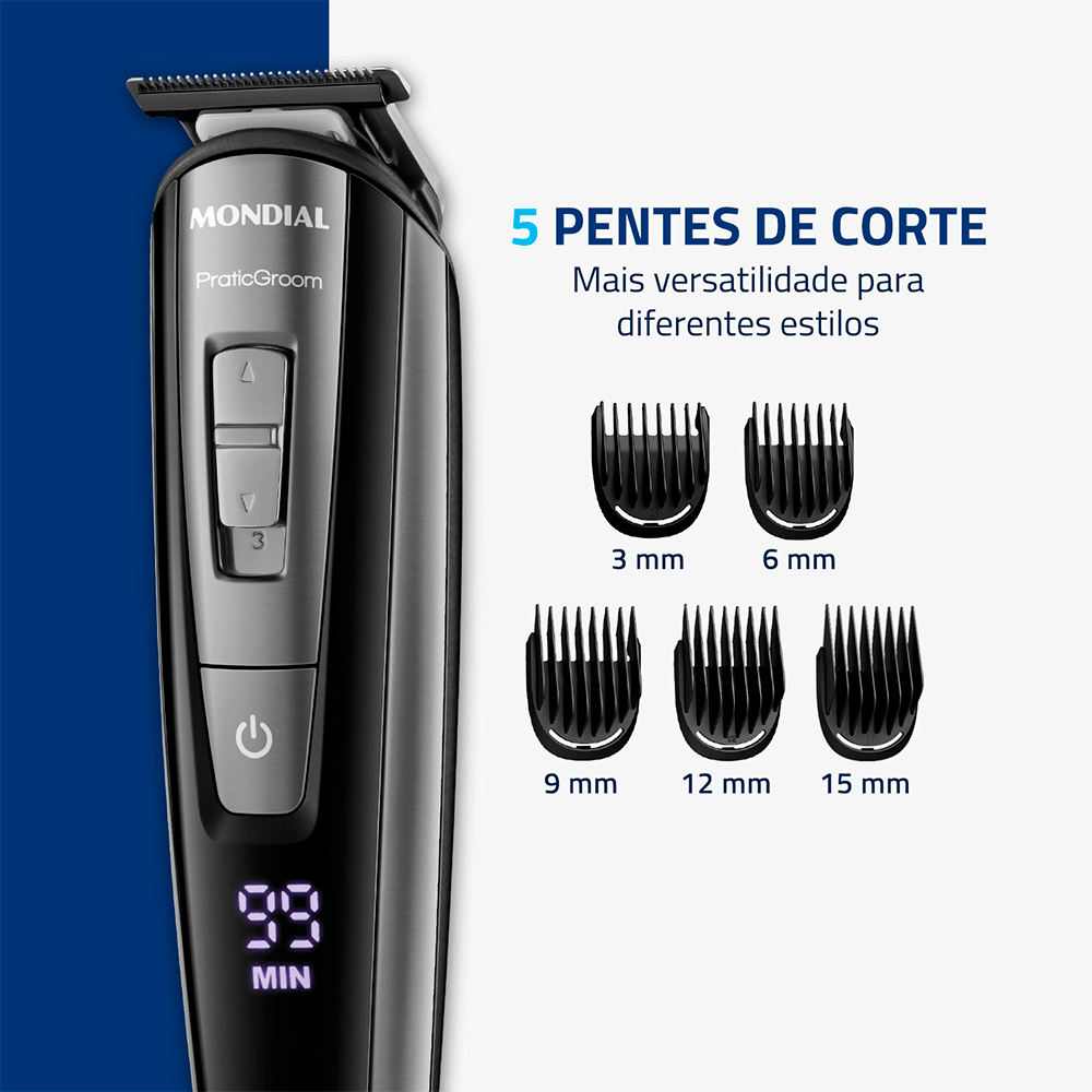 Aparador de Pelos BodyGroom 8 em 1 Mondial Painel Digital Bivolt – BG-09