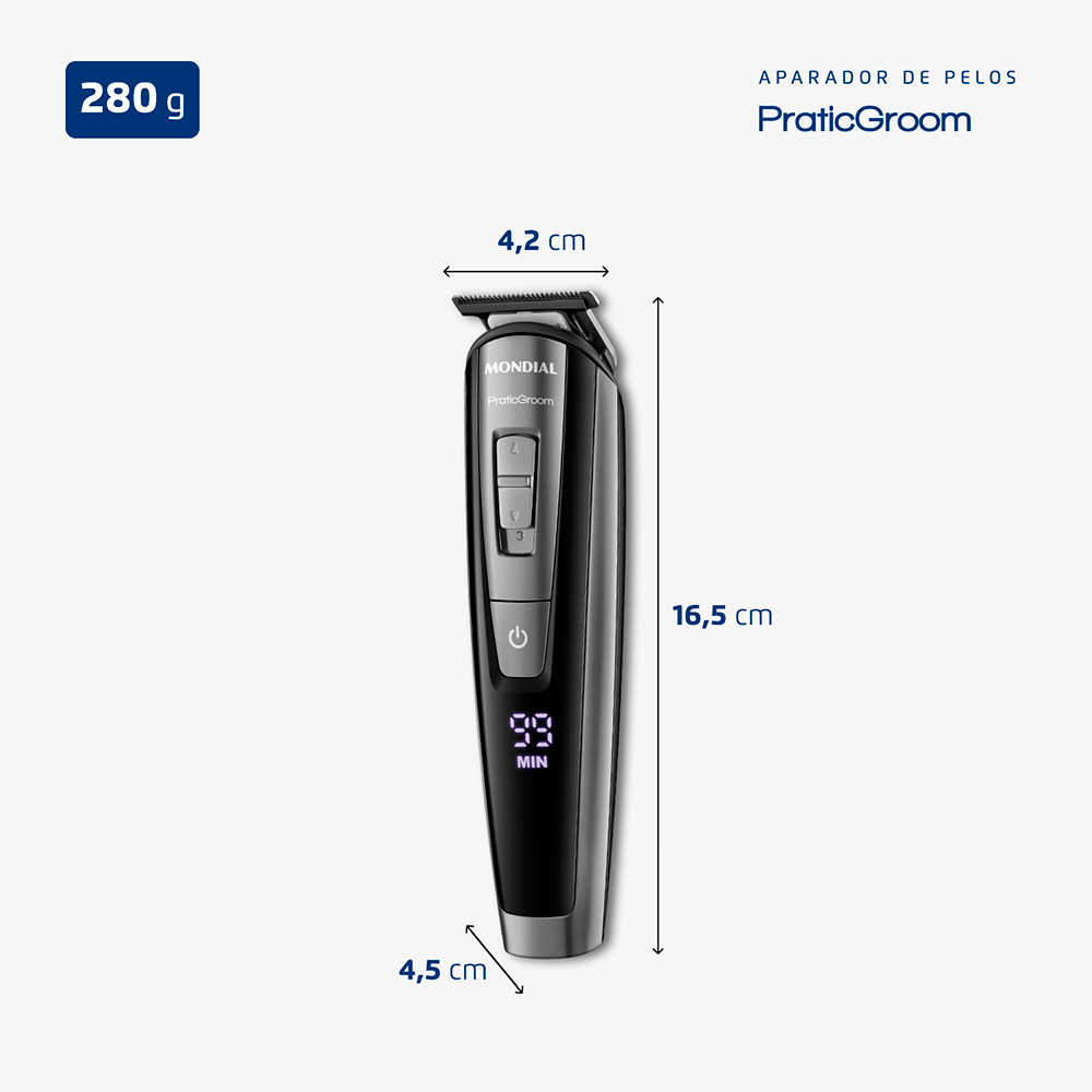 Aparador de Pelos BodyGroom 8 em 1 Mondial Painel Digital Bivolt – BG-09