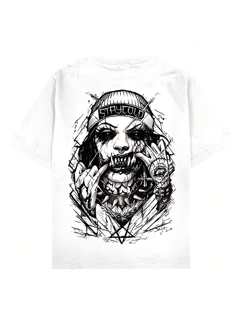 Camiseta de Manga Curta Esportiva Lado Escuro Masculina, Camiseta Casual de Manga Curta Gola Redonda Estampada