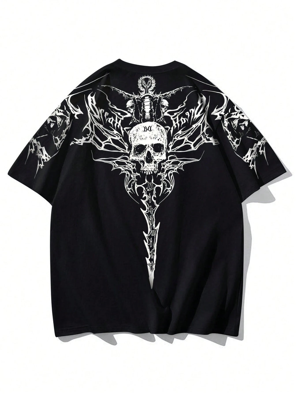 Camiseta de Manga Curta com Gola Redonda e Estampa de Caveira e Letra para Homens, Camiseta de Manga Curta Casual de Poliéster Adequada para Esportes e Fitness