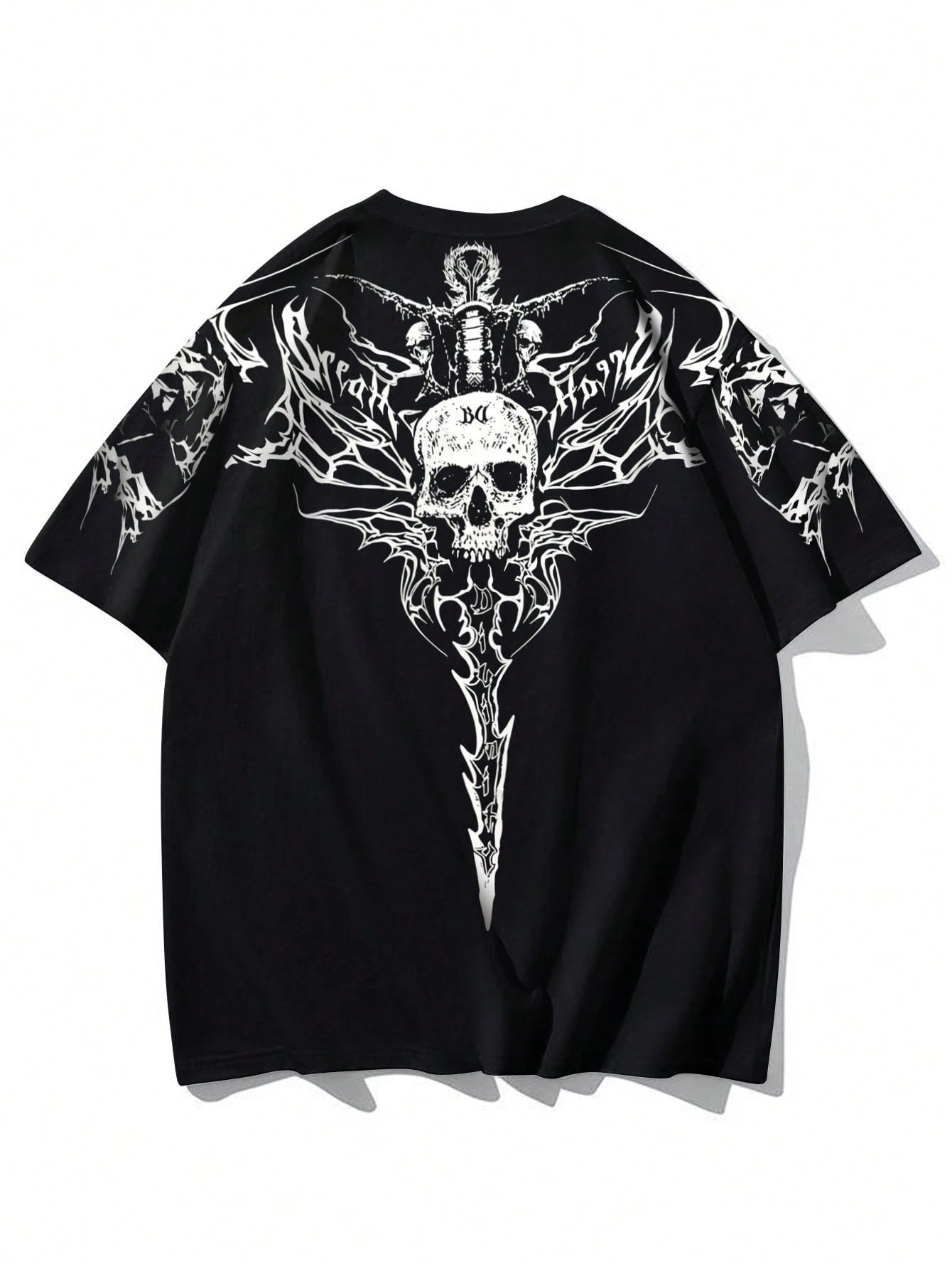 Camiseta de Manga Curta com Gola Redonda e Estampa de Caveira e Letra para Homens, Camiseta de Manga Curta Casual de Poliéster Adequada para Esportes e Fitness