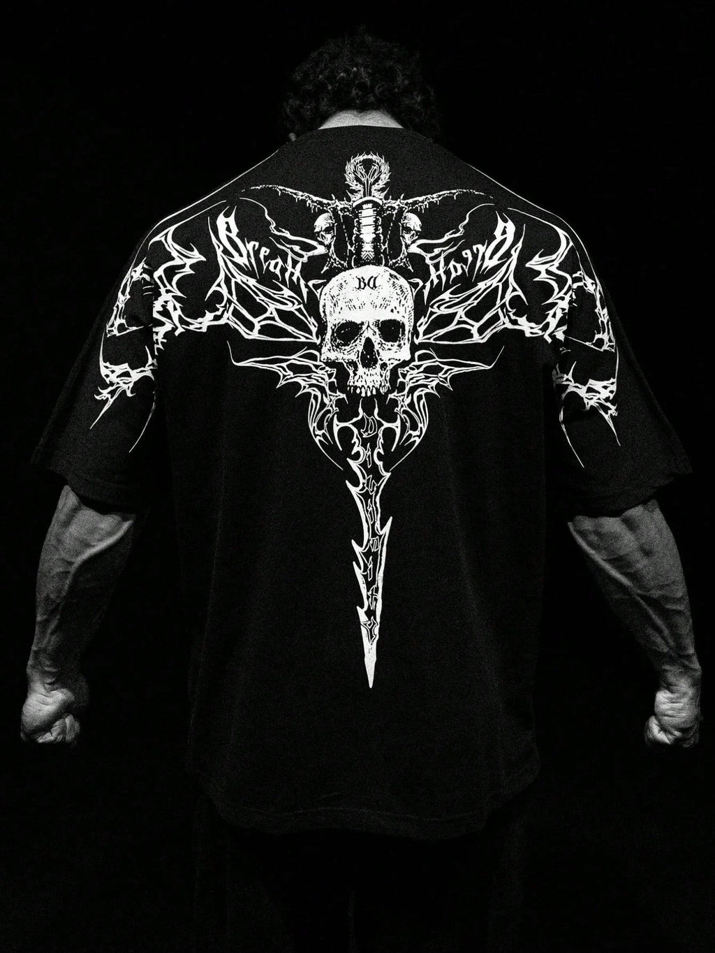 Camiseta de Manga Curta com Gola Redonda e Estampa de Caveira e Letra para Homens, Camiseta de Manga Curta Casual de Poliéster Adequada para Esportes e Fitness