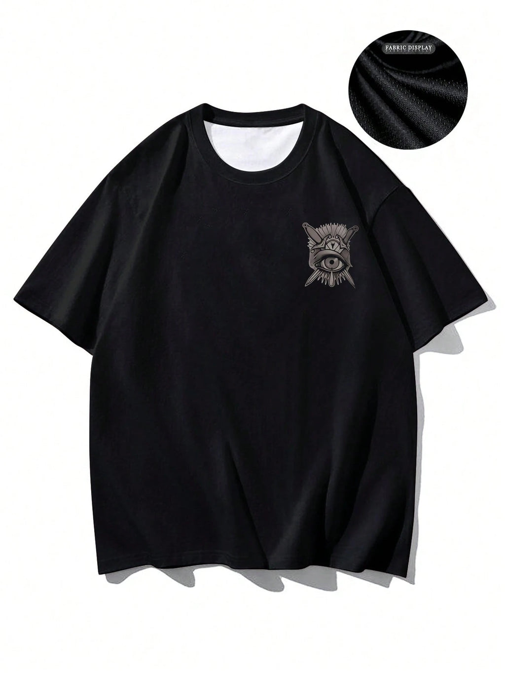 Camiseta Masculina de Manga Curta Esportiva de Verão com Pescoço Redondo Estampada em Cores Escuras, Casual de Manga Curta