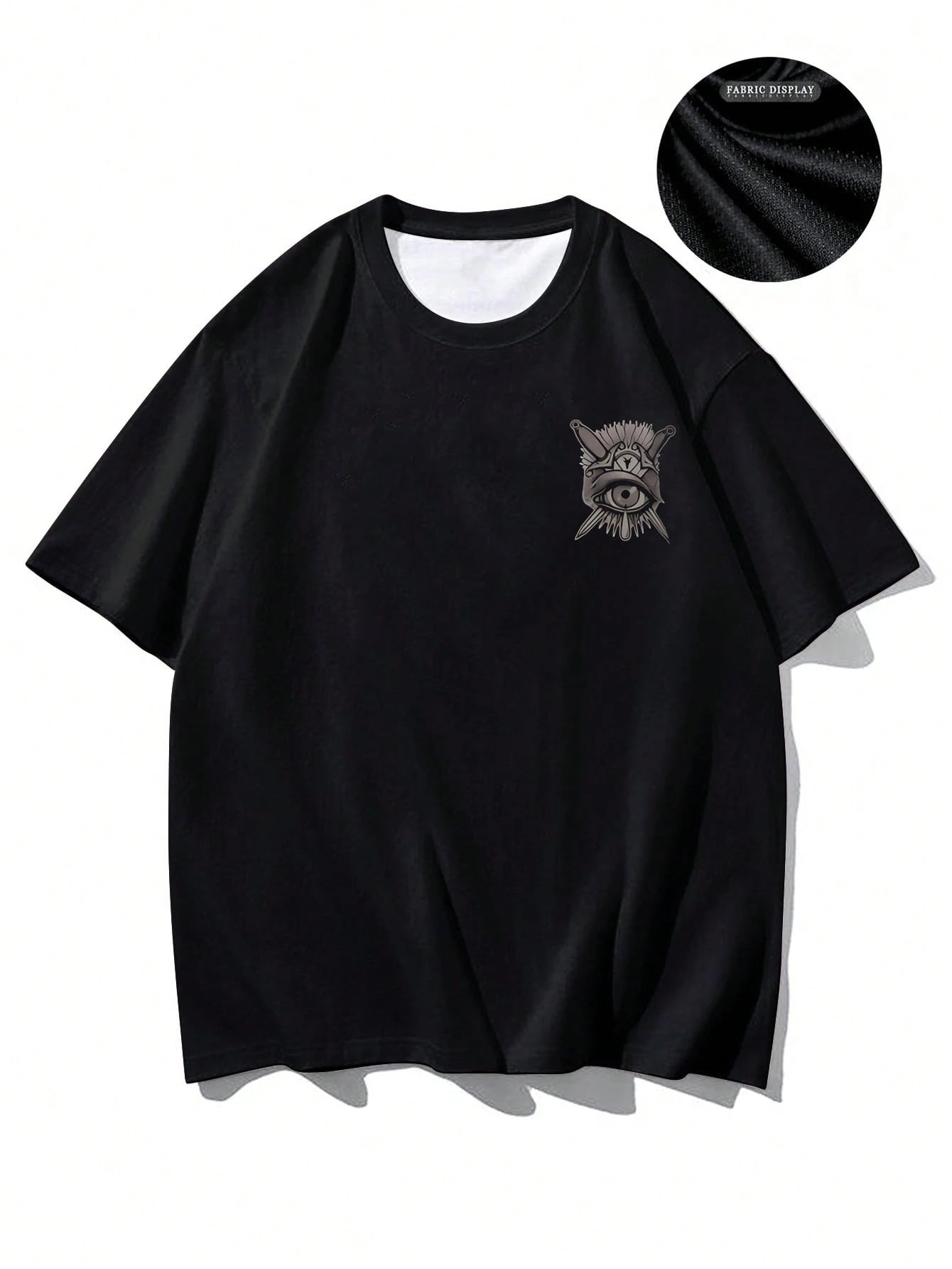 Camiseta Masculina de Manga Curta Esportiva de Verão com Pescoço Redondo Estampada em Cores Escuras, Casual de Manga Curta