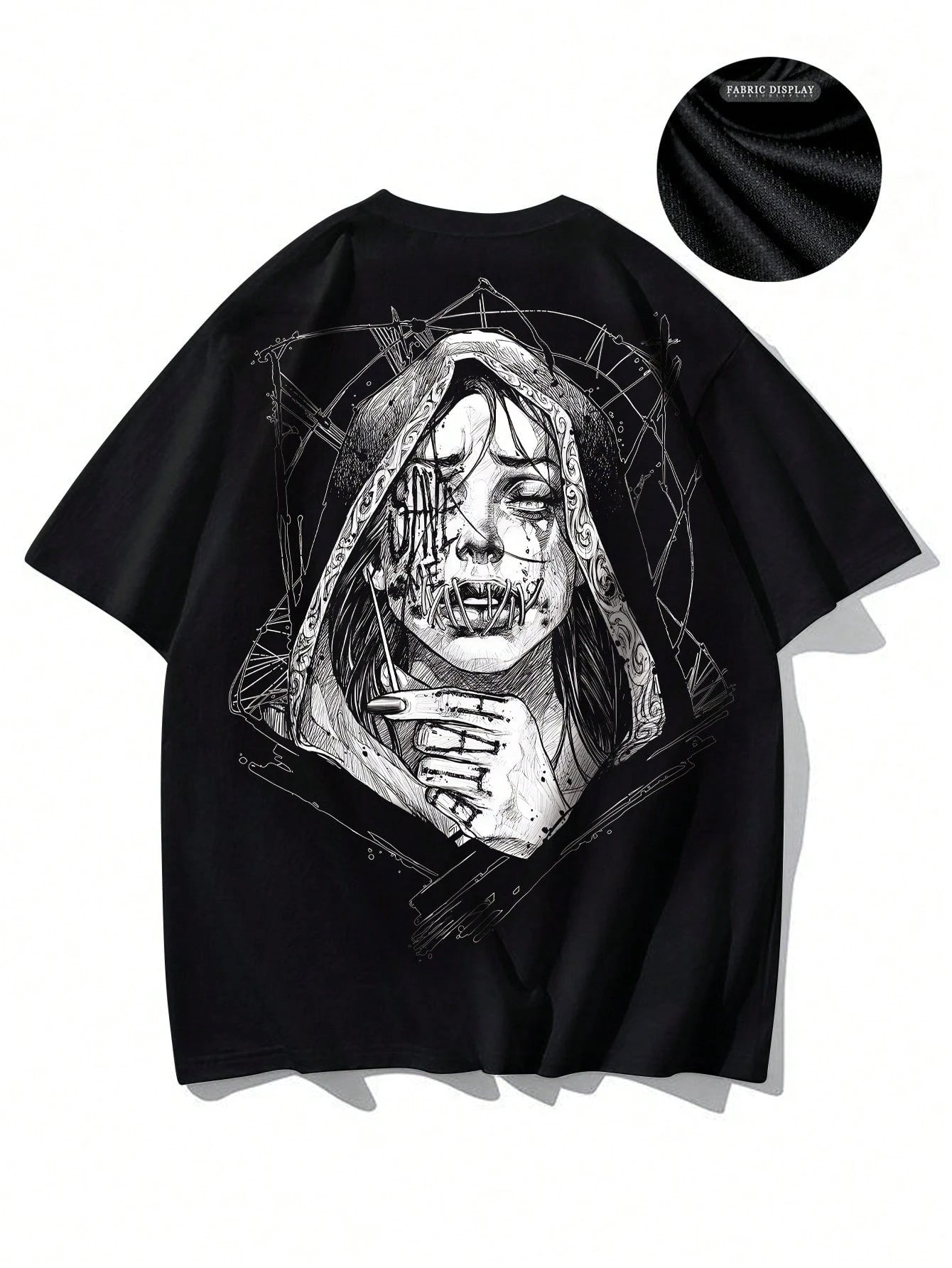 Camiseta Masculina de Manga Curta Casual de Verão, Estilo Vintage Escuro, Gola Redonda, Feita de Tecido de Poliéster, Adequada para Esportes e Academia