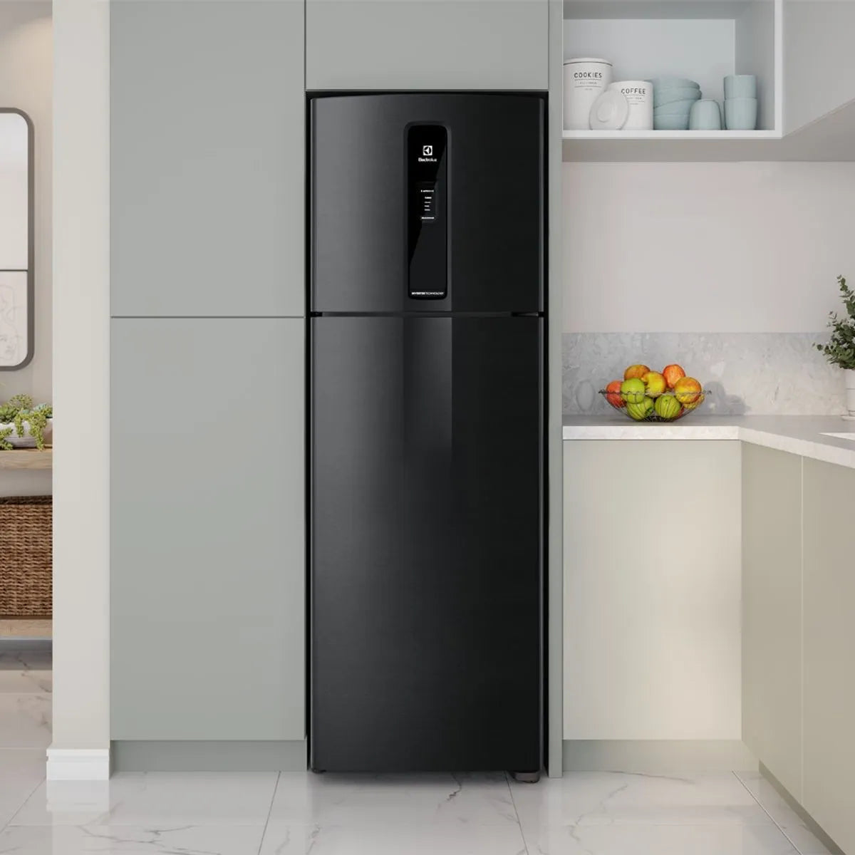 Geladeira Electrolux Frost Free Inverter 390L Efficient AutoSense Duplex Black Inox Look (IF43B) -