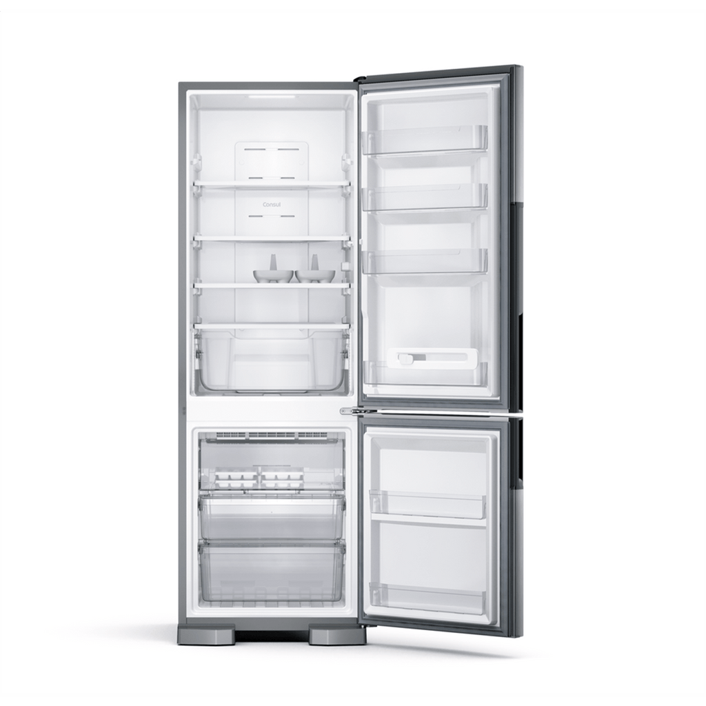Geladeira Consul Frost Free Duplex 397 litros Evox com freezer embaixo - CRE44BK