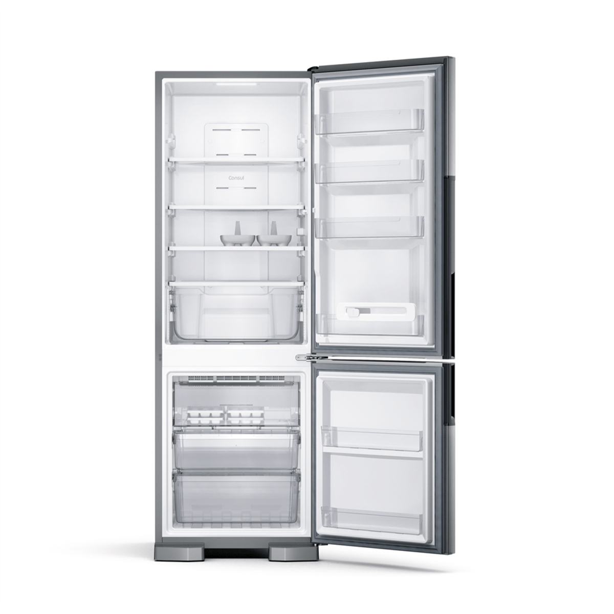 Geladeira Consul Frost Free Duplex 397 litros Evox com freezer embaixo - CRE44BK