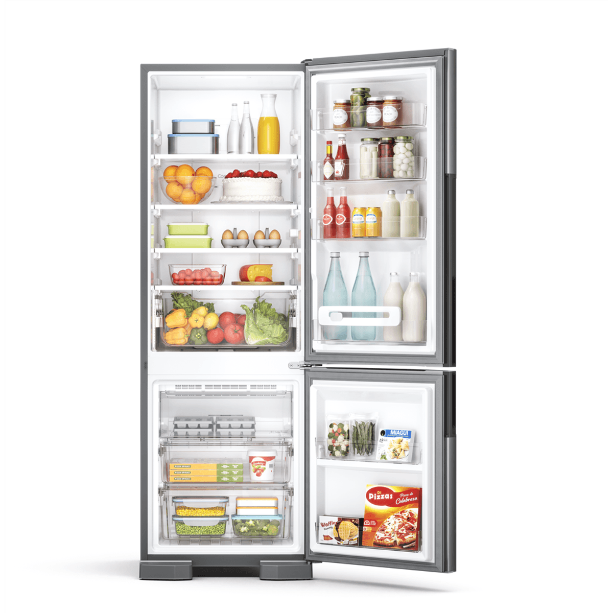 Geladeira Consul Frost Free Duplex 397 litros Evox com freezer embaixo - CRE44BK