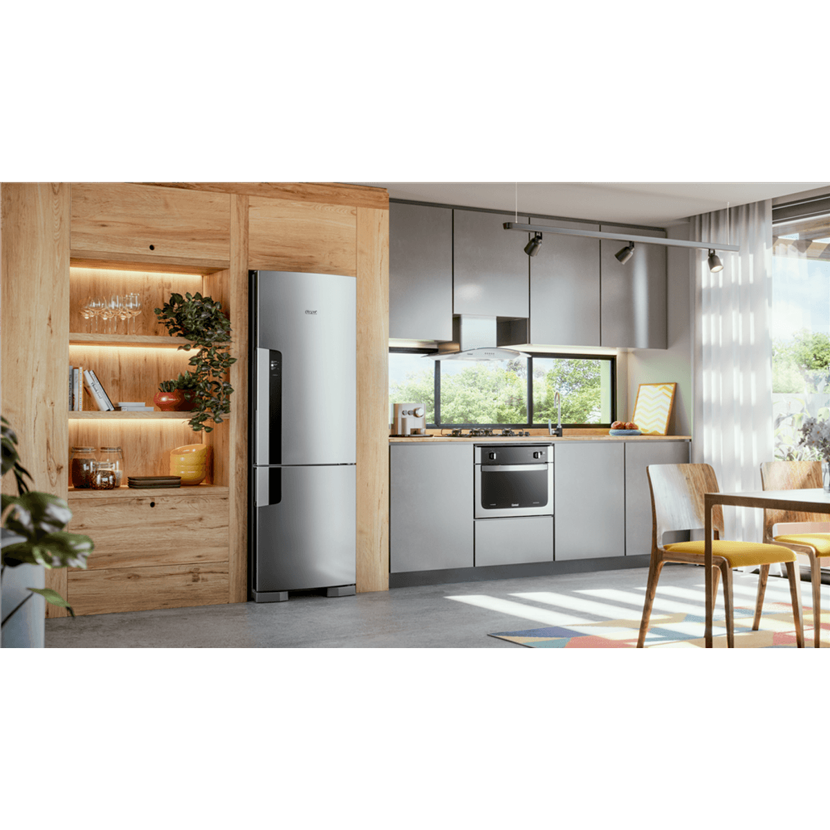 Geladeira Consul Frost Free Duplex 397 litros Evox com freezer embaixo - CRE44BK
