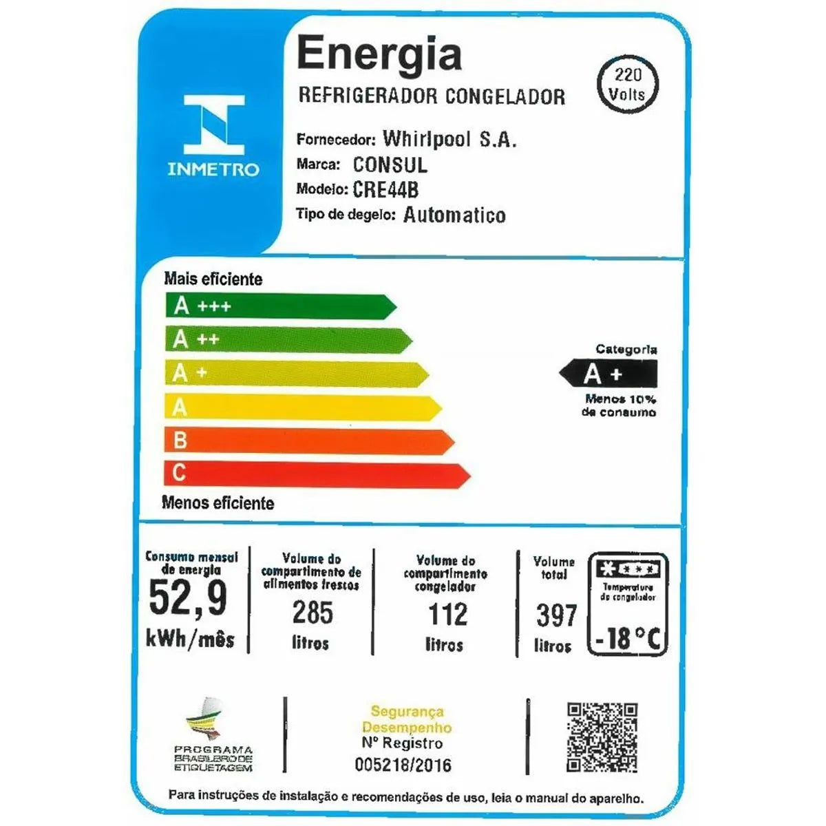 Geladeira Consul Frost Free Duplex 397 litros Evox com freezer embaixo - CRE44BK