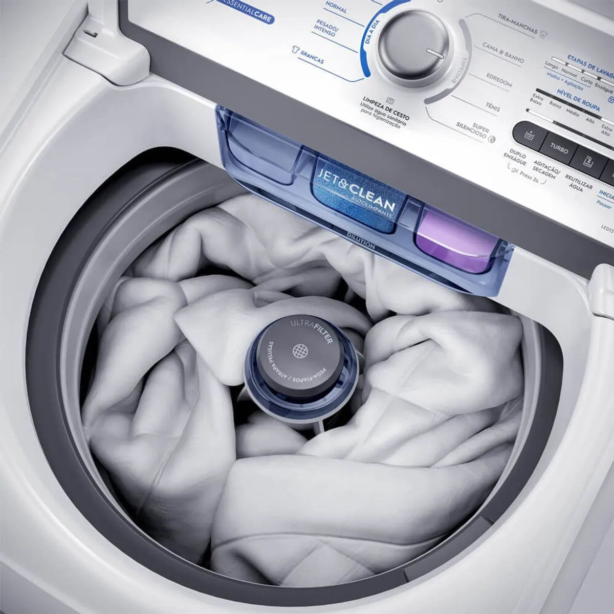 Máquina de Lavar Electrolux 15kg Branca Essential Care com Cesto Inox e Jet&Clean (LED15)
