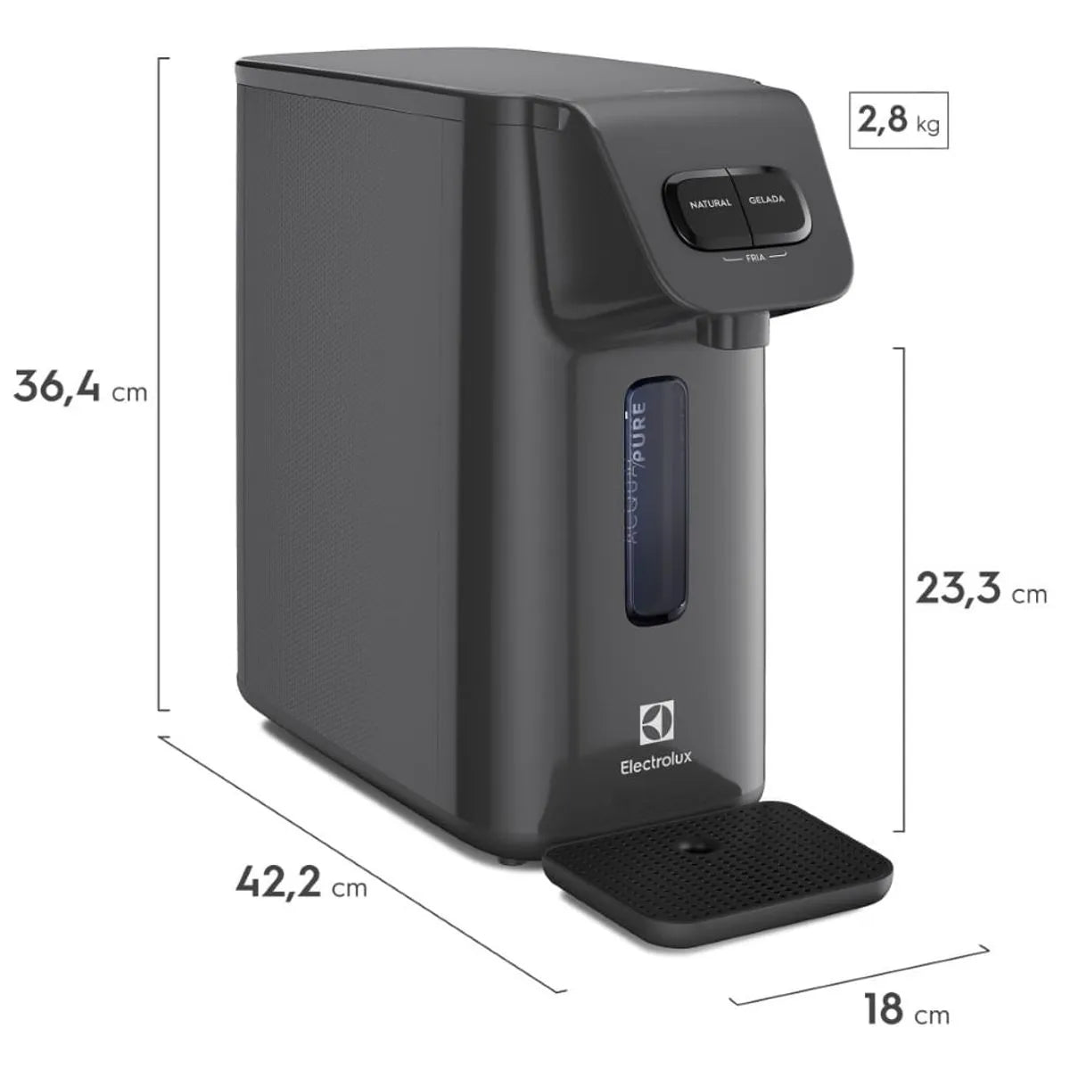 Purificador Electrolux Eletrônico Compacto Efficient Painel Mecânico Bivolt Cinza (PE15X) - Bivolt
