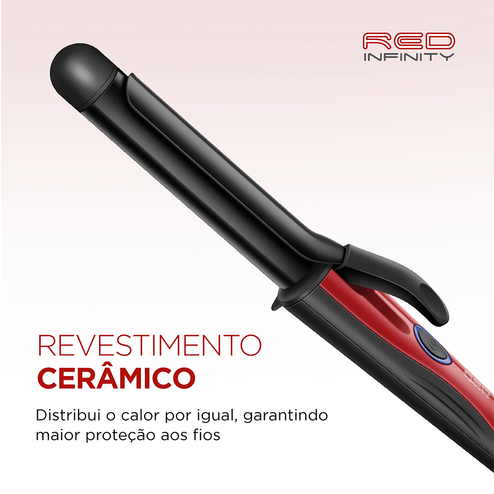 Modelador de Cachos Mondial Red Infinity EM-12, Preto/Vermelho