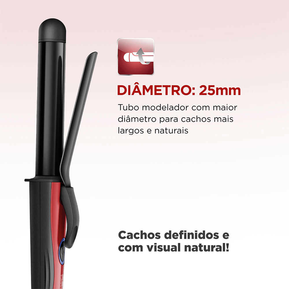 Modelador de Cachos Mondial Red Infinity EM-12, Preto/Vermelho