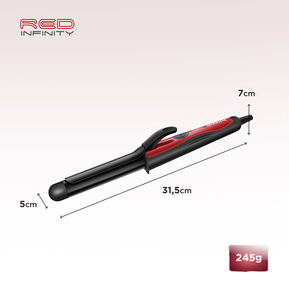 Modelador de Cachos Mondial Red Infinity EM-12, Preto/Vermelho