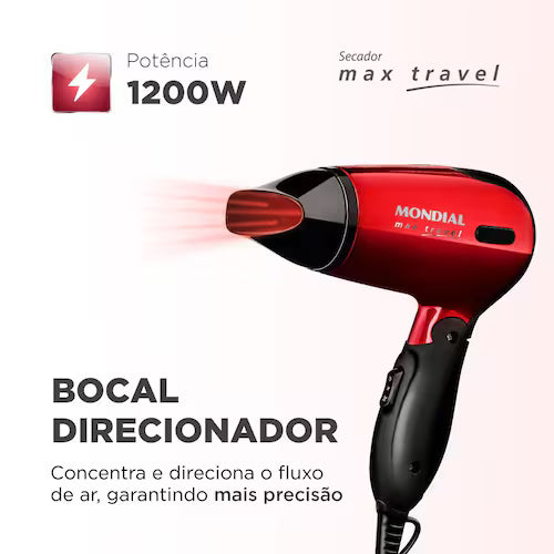 Secador De Cabelos Mondial Max Travel SC-10 1.200W