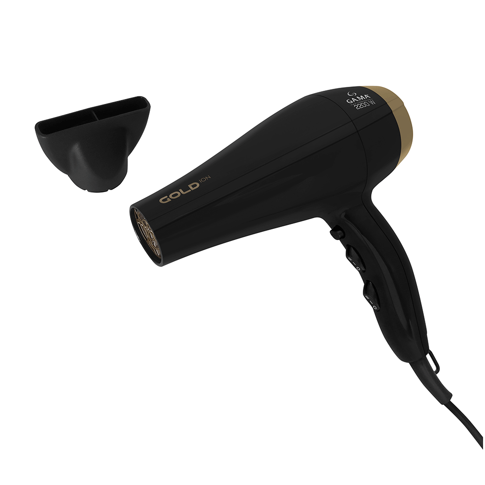 Secador de Cabelos Gama Italy Gold Ion, Motor AC Profissional, 2200W, Preto