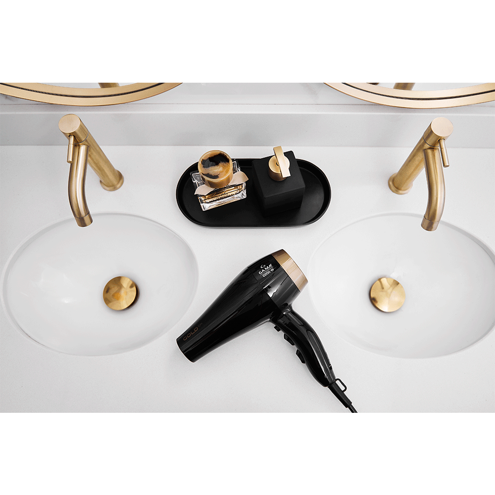 Secador de Cabelos Gama Italy Gold Ion, Motor AC Profissional, 2200W, Preto