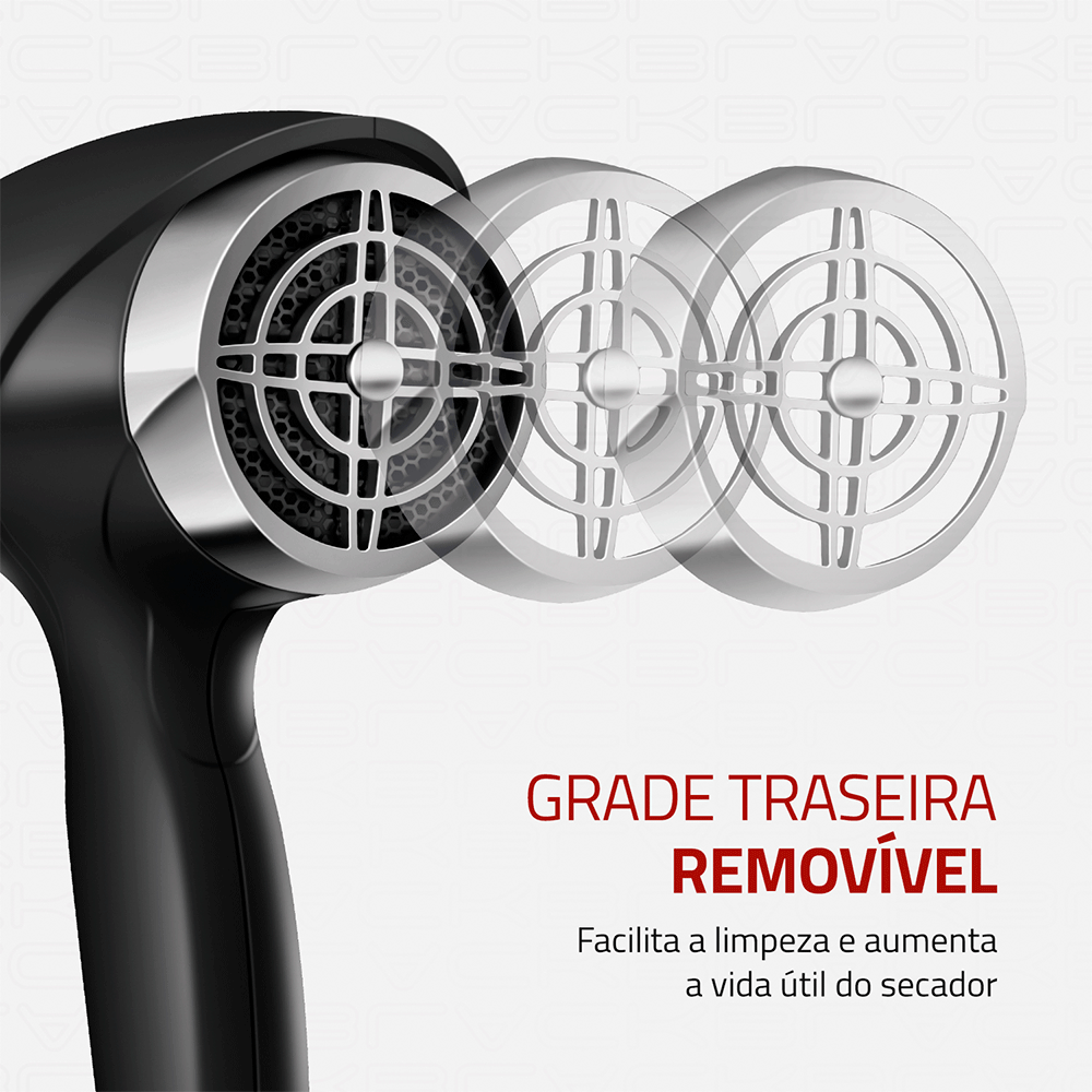 Secador de Cabelos Mondial Chrome Black SCN-04, 2.000W, Preto/Cromado Prata