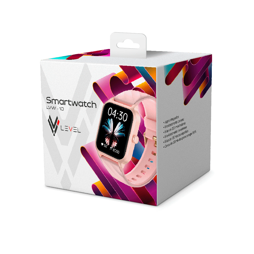 SmartWatch Level LVW-10, Tela TFT de 1,83", compatível com iOS e Android Rose