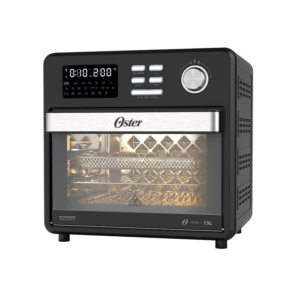 Forno Fryer Oster 15L, OFOR160, Função Turbo Convecção, Preto