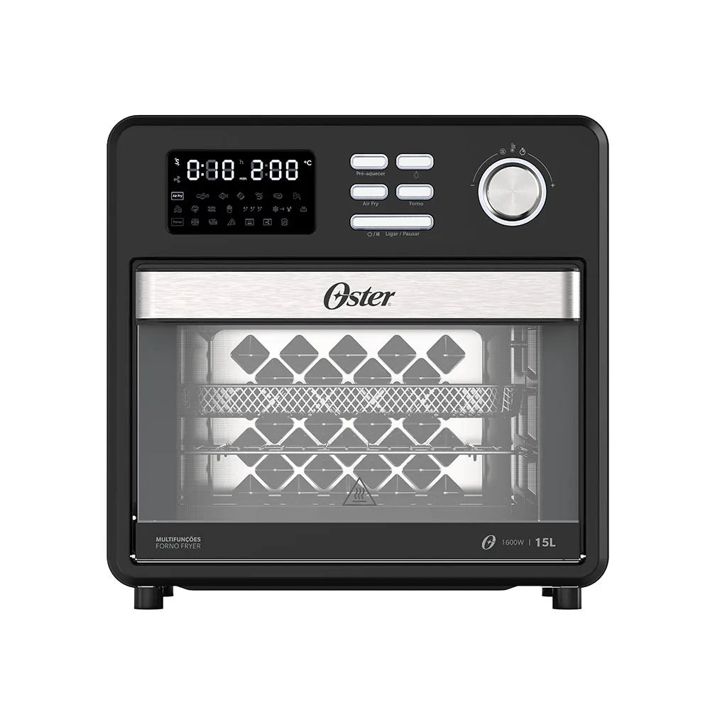 Forno Fryer Oster 15L, OFOR160, Função Turbo Convecção, Preto