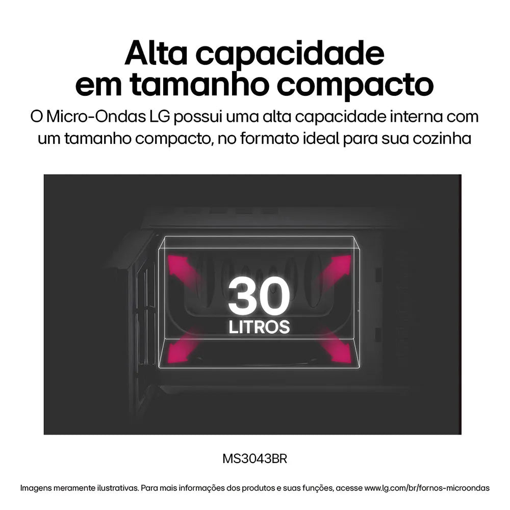 Micro-ondas LG 30 Litros Limpa Fácil, MS3043BR, Prata