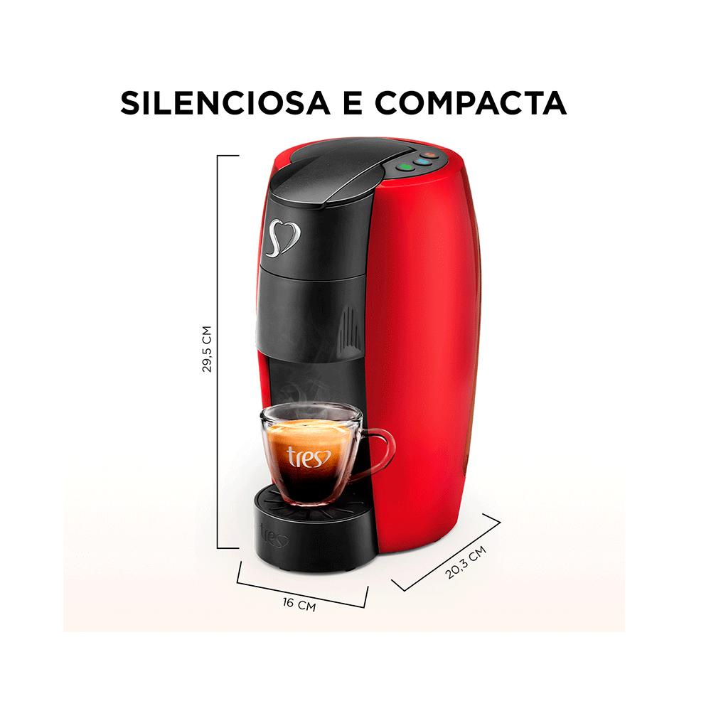 Cafeteira Espresso Três Corações LOV Multibebidas, Automática, Vermelha