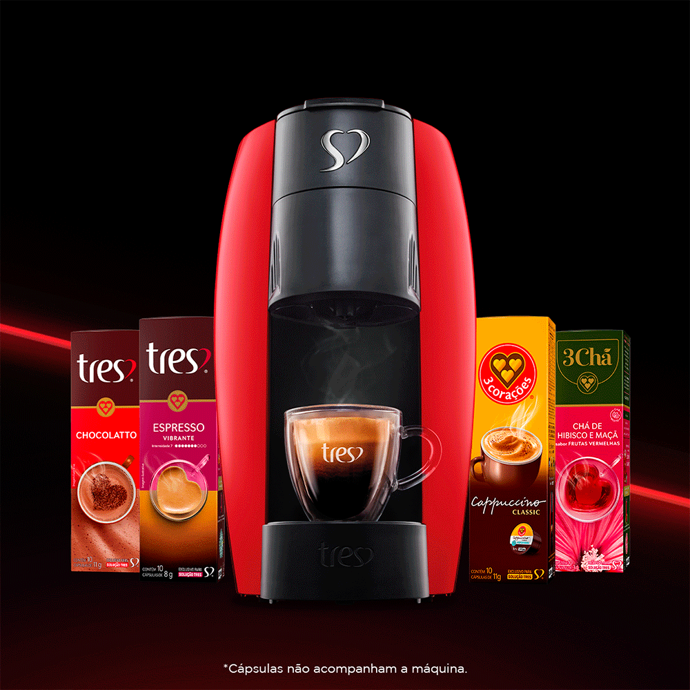 Cafeteira Espresso Três Corações LOV Multibebidas, Automática, Vermelha