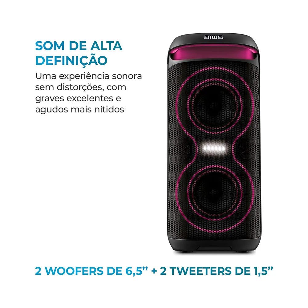 Caixa Amplificada AIWA Party Box PB08, 160W, RGB, AWS-PB-08 Sim