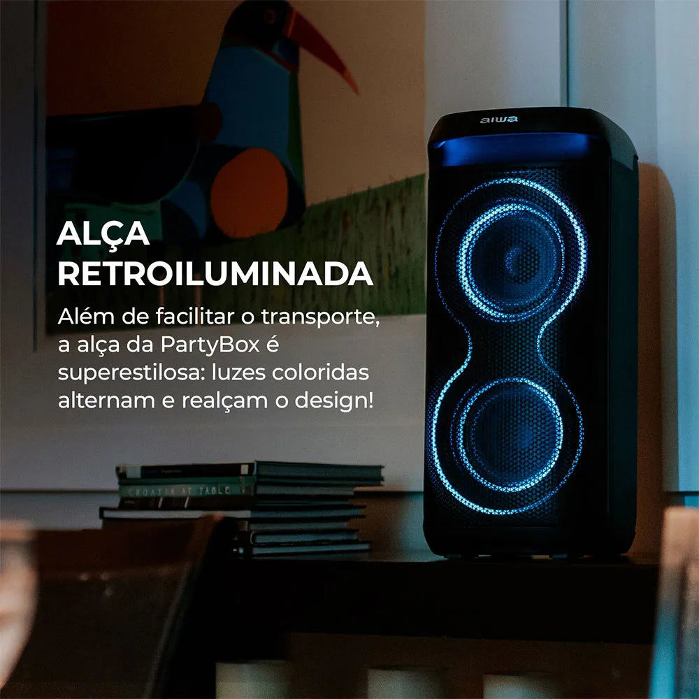 Caixa Amplificada AIWA Party Box PB08, 160W, RGB, AWS-PB-08 Sim