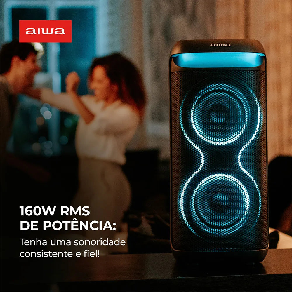 Caixa Amplificada AIWA Party Box PB08, 160W, RGB, AWS-PB-08 Sim