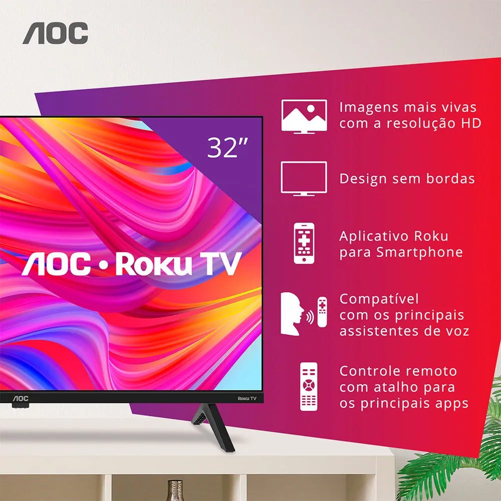 Smart TV AOC 32" DLED HD Roku 32S5045/78G
