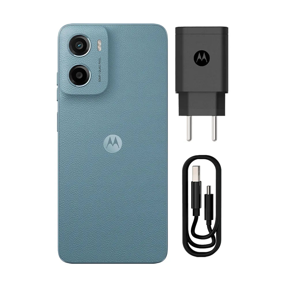 Smartphone Motorola Moto g05 Cinza Vegan Leather 128GB 4GB RAM + 8GB Ram Boost e Camera 50MP com AI Bateria de 5200 mAh Tela 6.7" e Superbrilho