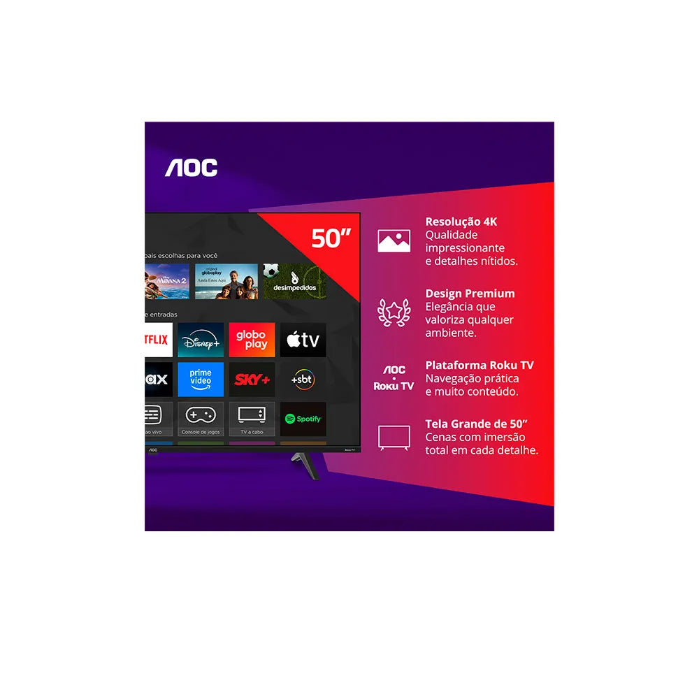 Smart TV LED 4K 50 AOC-PHILIPS 50U7045/78 Roku TV