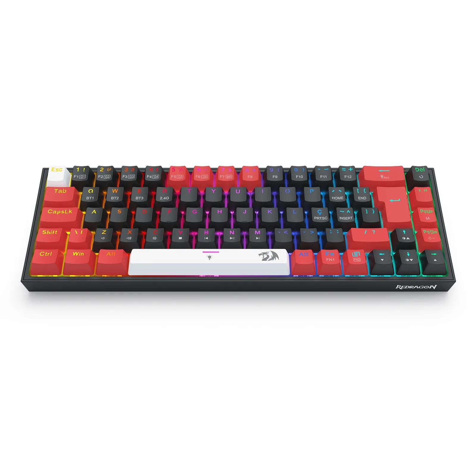 Teclado Mecânico Gamer Redragon Castor Pro RGB, ABNT2, Switch Marrom, Wireless, Bluetooth, USB-C K631RGB-PRO-BRW