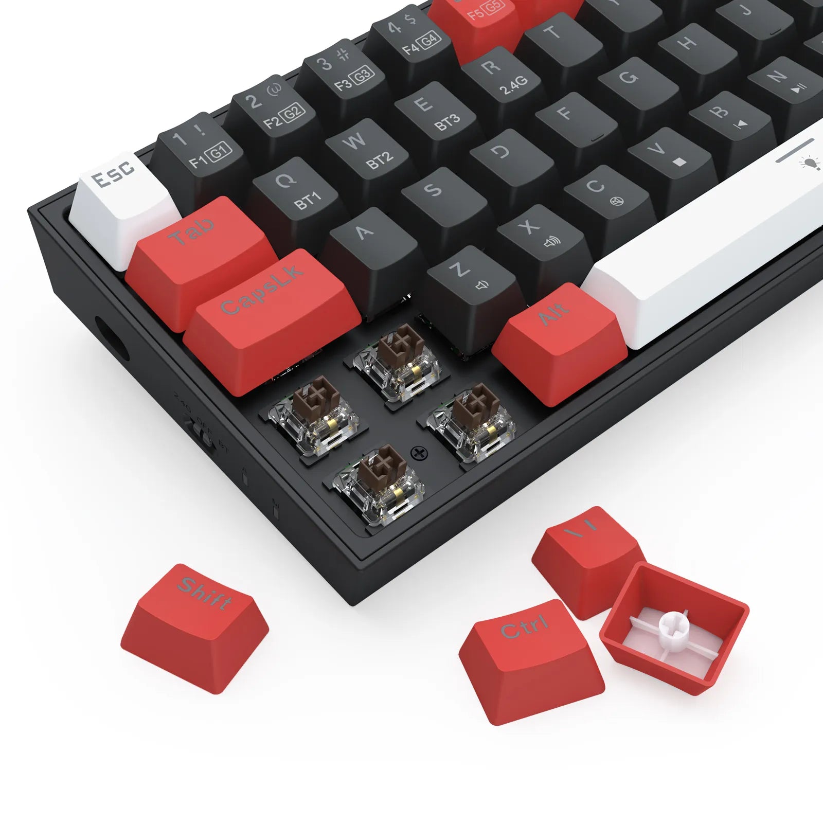 Teclado Mecânico Gamer Redragon Castor Pro RGB, ABNT2, Switch Marrom, Wireless, Bluetooth, USB-C K631RGB-PRO-BRW