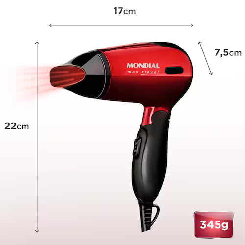 Secador De Cabelos Mondial Max Travel SC-10 1.200W