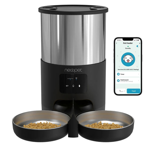 Alimentador Automático para Gatos de 5L Alimentador Inteligente para Gatos e Cães de Pequeno Porte com Microfone Registrador de Tempo Alimentador Quantitativo