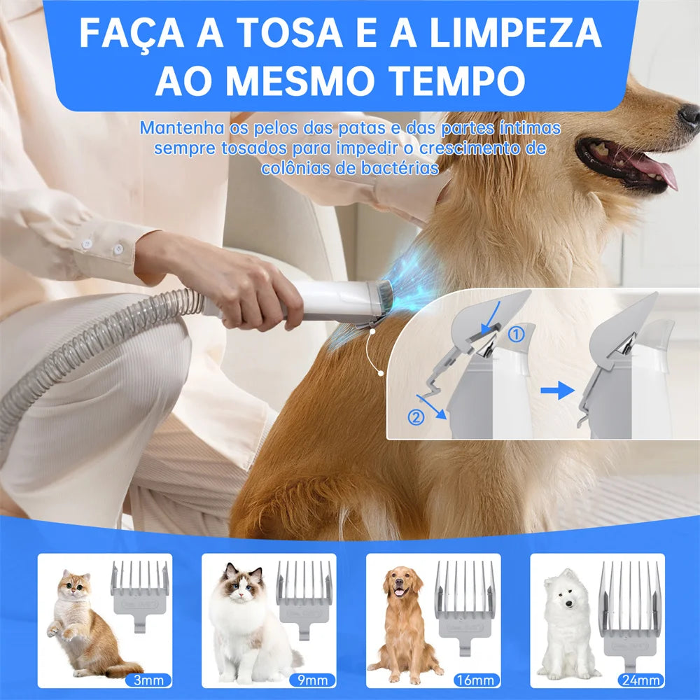 Kit Removedor de pelos para cães e gatos com sucção a vácuo Pentes Profissionais Ferramentas de Higiene Comprovadas