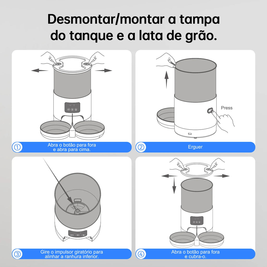 Alimentador Automático para Gatos de 5L Alimentador Inteligente para Gatos e Cães de Pequeno Porte com Microfone Registrador de Tempo Alimentador Quantitativo