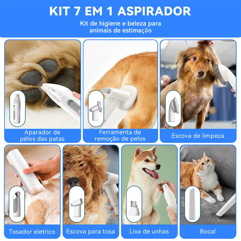 Kit Removedor de pelos para cães e gatos com sucção a vácuo Pentes Profissionais Ferramentas de Higiene Comprovadas