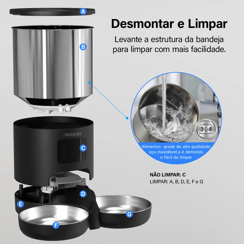 Alimentador Automático para Gatos de 5L Alimentador Inteligente para Gatos e Cães de Pequeno Porte com Microfone Registrador de Tempo Alimentador Quantitativo