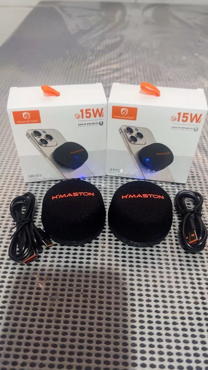 Mini Caixa de Som Portátil 15W – Fixação Magnética para Celular